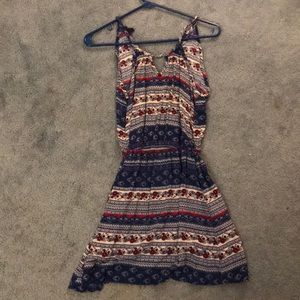 Blue Patterned Mini Dress